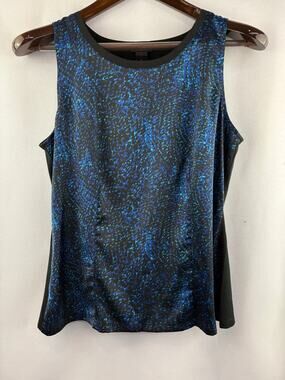 Women’s Ann Taylor Small Black & Blue Patterned Sleeveless Blouse